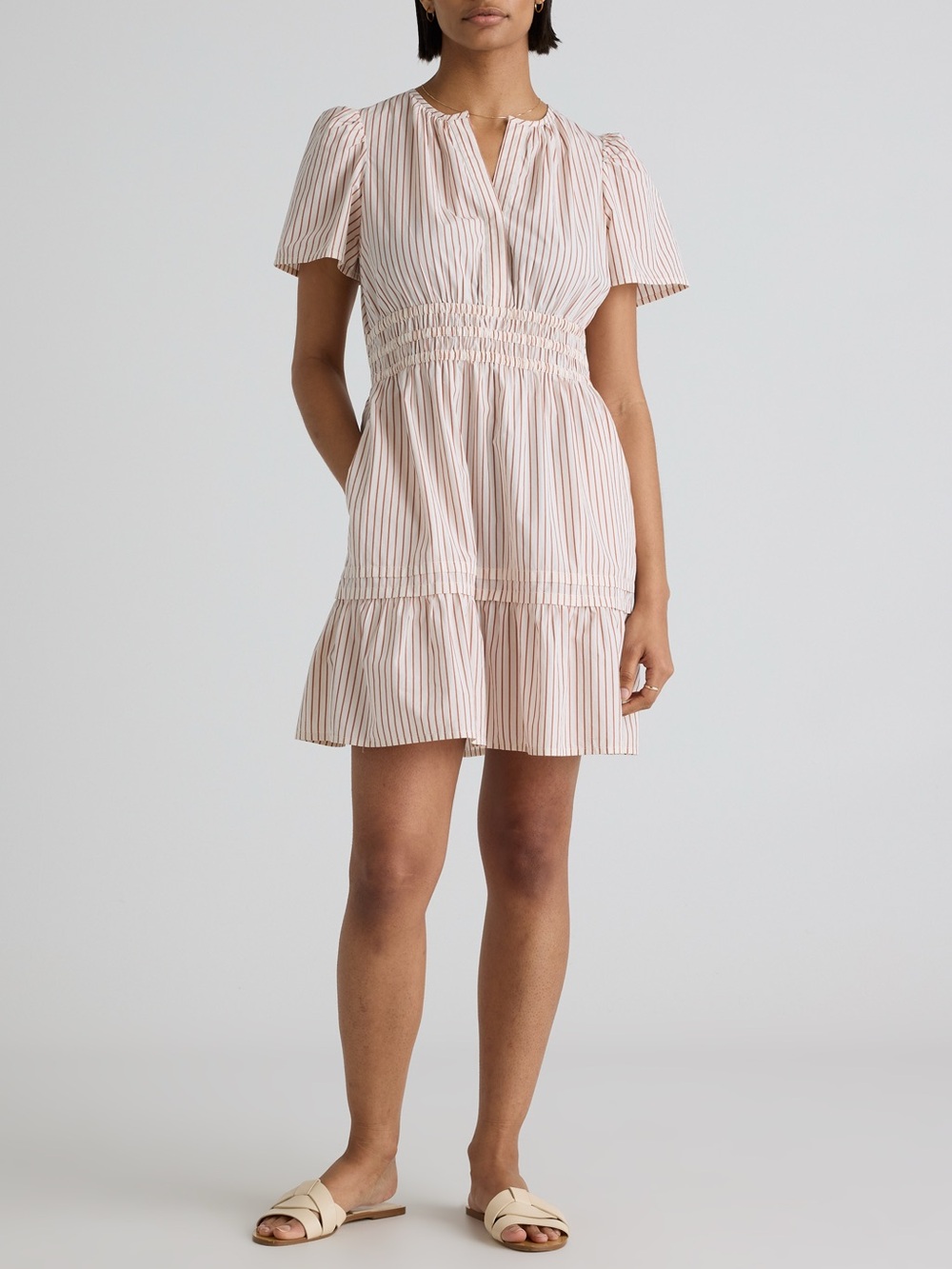 QUINCE organic cotton tiered mini dress